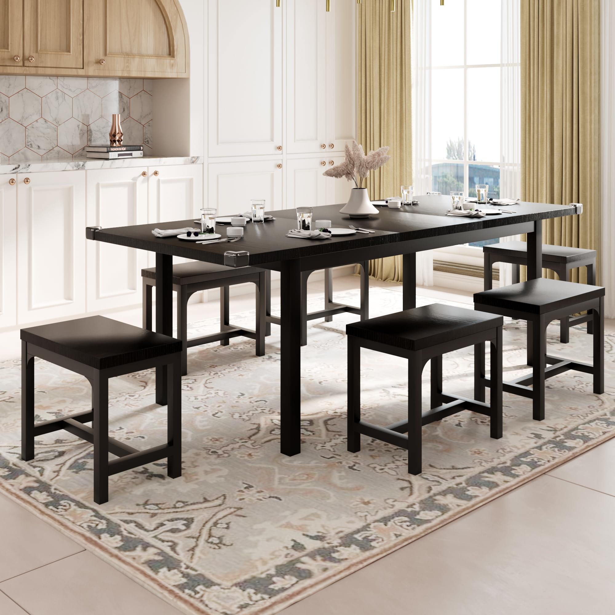 Amazon.com - Feonase 7-Piece Dining Table Set for 4-8, 63
